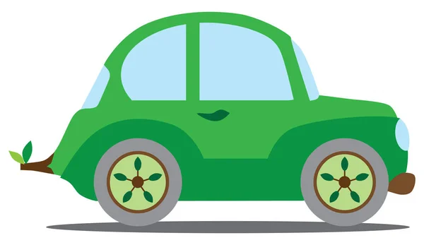 Flat Vector Green Car Ready Drive — Stock Vector
