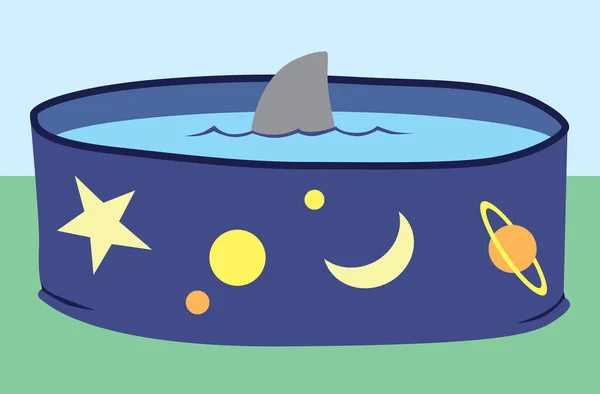 Ein Hai Schwimmt Einem Hinterhof Kinderbecken Herum — Stockvektor