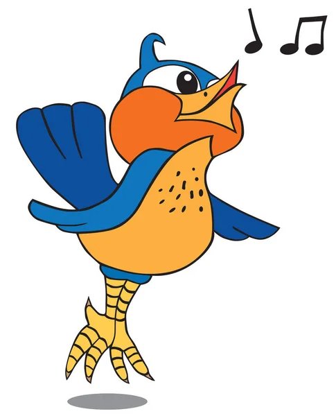 Colorido Pájaro Dibujos Animados Está Felizmente Saltando Silbando Una Melodía — Archivo Imágenes Vectoriales