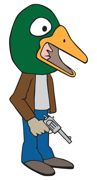Cartoon Bank Robber Disguised Duck Ready Heist —  Vetores de Stock