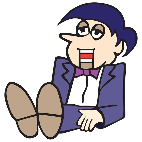 Cartoon Ventriloquists Dummy Sitting Idle Performances — Vector de stock