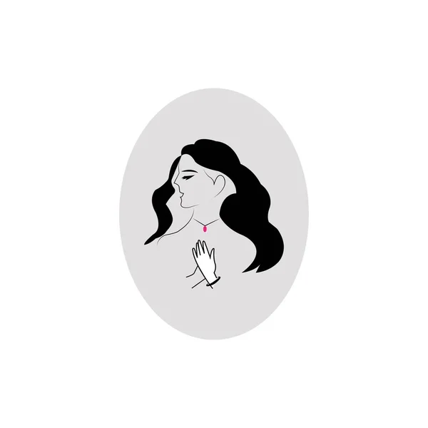 Mujer Cara Silueta Carácter Ilustración Logo Icono Vector — Vector de stock