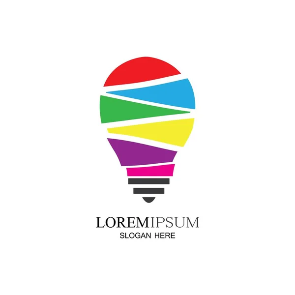 Kleurrijke Gloeilamp Logo Ontwerpt Concept Creatief Pictogram Symbool Technologie — Stockvector