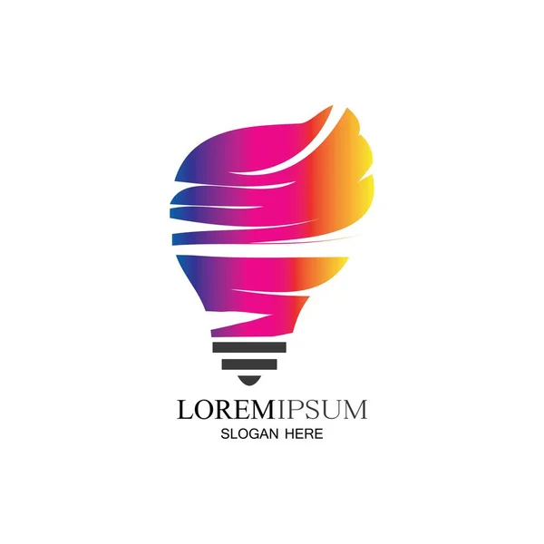 Kleurrijke Gloeilamp Logo Ontwerpt Concept Creatief Pictogram Symbool Technologie — Stockvector