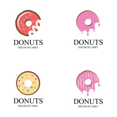 Donuts illüstrasyon logo vektör şablonu