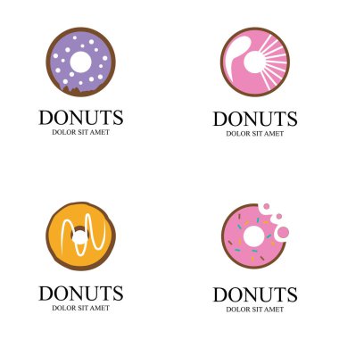 Donuts illüstrasyon logo vektör şablonu