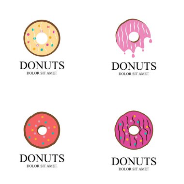 Donuts illüstrasyon logo vektör şablonu