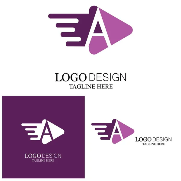 Mouvement Triangle Jouer Lettre Demi Logo Design — Image vectorielle