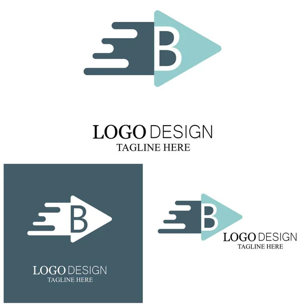 Mouvement Triangle Jouer Lettre Demi Logo Design — Image vectorielle