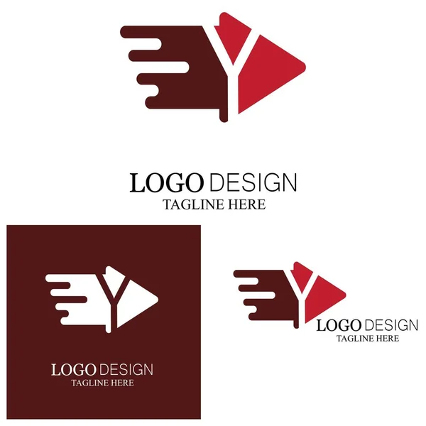 Bewegung Dreieck Spielen Buchstaben Halb Logo Design — Stockvektor