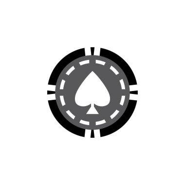 Poker veya roulette.Vector illüstrasyonları için kumarhane çipi ikonu poker sembolü logo kumarhanesi çipleri beyaz arkaplanda izole edildi