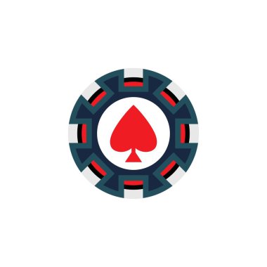Poker veya roulette.Vector illüstrasyonları için kumarhane çipi ikonu poker sembolü logo kumarhanesi çipleri beyaz arkaplanda izole edildi