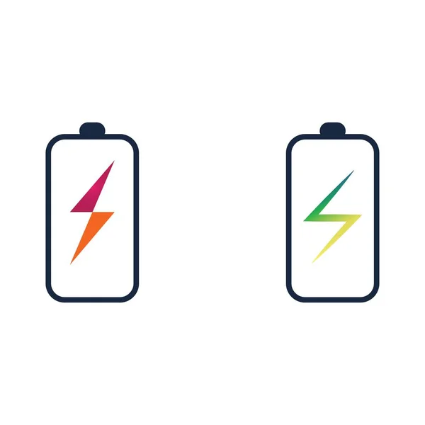 Power Battery Logo Ikon Vektor Illustration Design Mall Batteri Laddning — Stock vektor