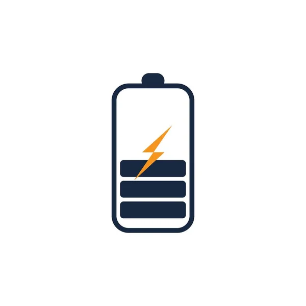 Power Battery Logo Ikon Vektor Illustration Design Mall Batteri Laddning — Stock vektor