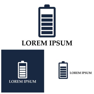 Güç Bataryası Logosu ikon tasarımı tasarım şablonu. Batarya şarj vektör simgesi simgesi. Pil gücü ve yıldırım logosu.