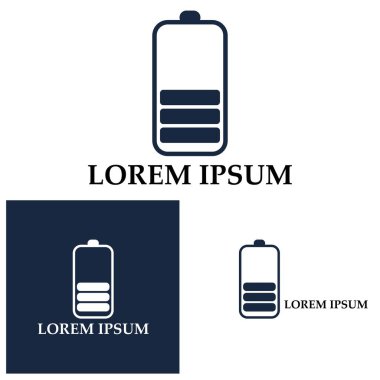 Güç Bataryası Logosu ikon tasarımı tasarım şablonu. Batarya şarj vektör simgesi simgesi. Pil gücü ve yıldırım logosu.
