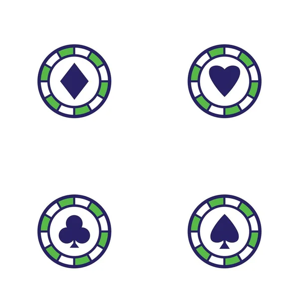 Casino Čip Ikona Poker Čip Vektorové Ikony Logo Casino Čipy — Stockový vektor