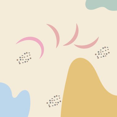 Soyut arkaplan. Elle çizilmiş çeşitli şekiller ve karalama nesneleri. Modern trend vektör çizimi. Her arka plan izole edilmiş. pastel renkler