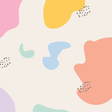 Soyut arkaplan. Elle çizilmiş çeşitli şekiller ve karalama nesneleri. Modern trend vektör çizimi. Her arka plan izole edilmiş. pastel renkler