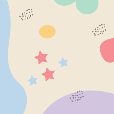 Soyut arkaplan. Elle çizilmiş çeşitli şekiller ve karalama nesneleri. Modern trend vektör çizimi. Her arka plan izole edilmiş. pastel renkler