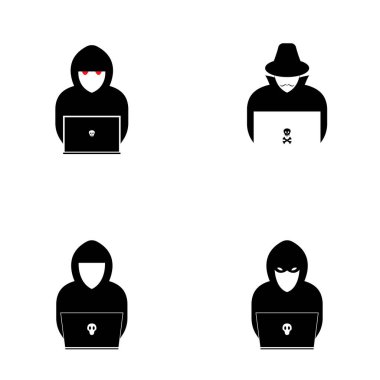 Hacker simgesi logo vektör arkaplanı 