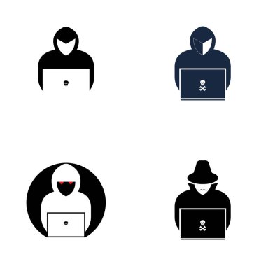 Hacker simgesi logo vektör arkaplanı 