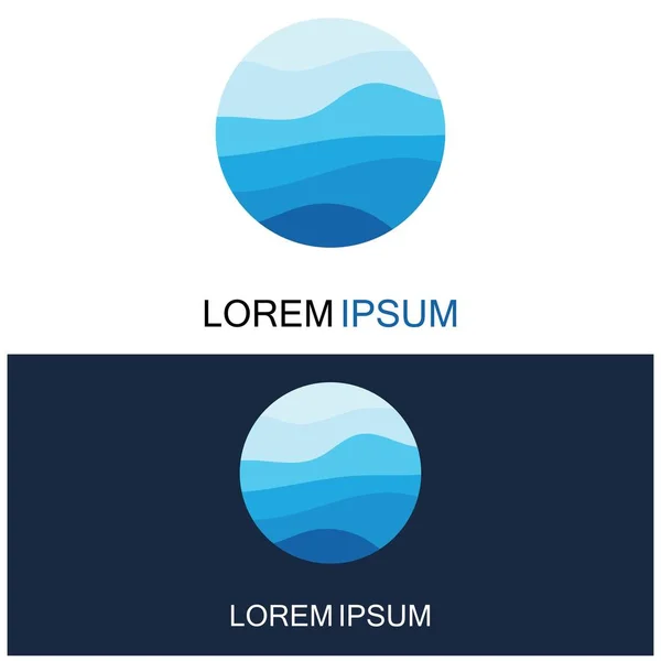 İzole edilmiş yuvarlak logo. Mavi renk logoti. Akan su görüntüsü. Deniz okyanusu nehri yüzeyi.