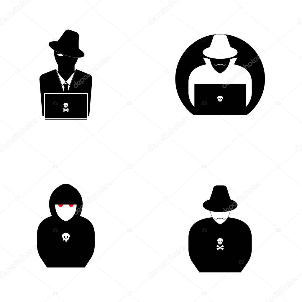 Hacker icon logo vector background 