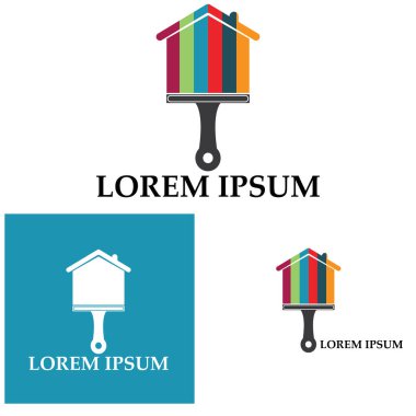 renkli ev boyama hizmeti vektör simge logo tasarım şablonu
