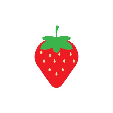 Çilek komik ve sevimli logo vektör arkaplan şablonu çizimi