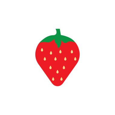 Çilek komik ve sevimli logo vektör arkaplan şablonu çizimi