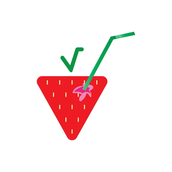 Strawberry Funny Cute Logo Vector Icon Background Template Illustration — Stock Vector
