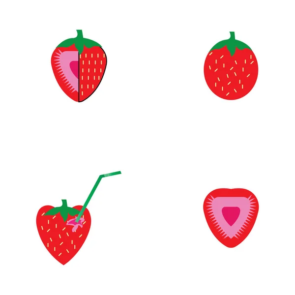 Strawberry Funny Cute Logo Vector Icon Background Template Illustration — Stock Vector