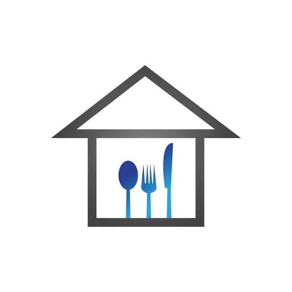 フォークとスプーンのレストランのロゴベクトルテンプレート — ストックベクタ