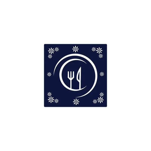 Çatal Kaşık Restoran Logo Vektör Şablonu — Stok Vektör