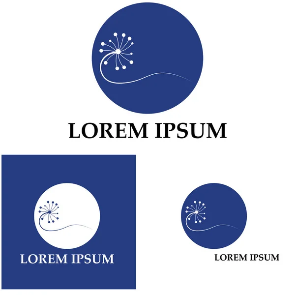 Pissenlit Fleur Logo Vecteur Icône Modèle Fond — Image vectorielle