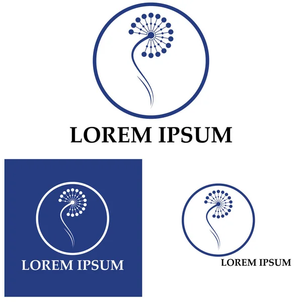 Löwenzahn Blume Logo Vektor Vorlage Symbol Hintergrund — Stockvektor