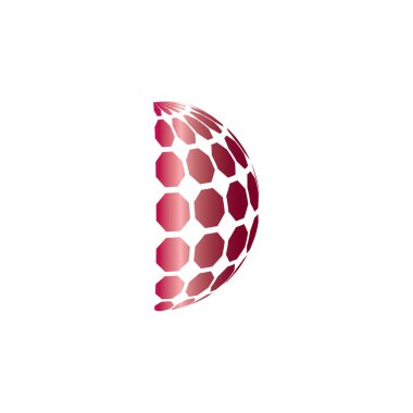 Üç boyutlu dijital dünya logosu tasarımı. Simge vektör illüstrasyonu. Bu logo küresel şirket teknolojileri, medya ve reklam ajansları için uygundur.