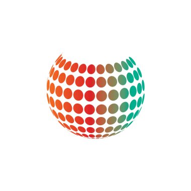 Üç boyutlu dijital dünya logosu tasarımı. Simge vektör illüstrasyonu. Bu logo küresel şirket teknolojileri, medya ve reklam ajansları için uygundur.