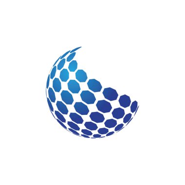 Üç boyutlu dijital dünya logosu tasarımı. Simge vektör illüstrasyonu. Bu logo küresel şirket teknolojileri, medya ve reklam ajansları için uygundur.