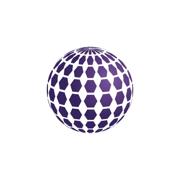 Üç boyutlu dijital dünya logosu tasarımı. Simge vektör illüstrasyonu. Bu logo küresel şirket teknolojileri, medya ve reklam ajansları için uygundur.