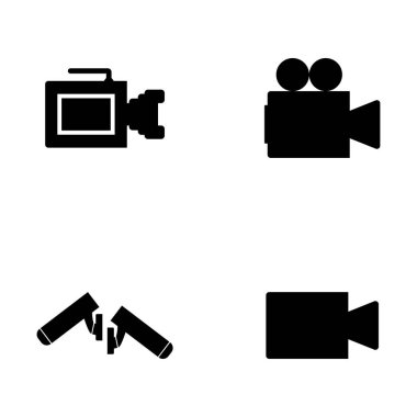 Kamera Simgesi Ayarlandı. Fotoğraf ikonları ayarlandı. Güvenlik kamerası simgesi. Fotoğraf ve video ikonu. Çokluortam simgesi düz çizgi vektör simgelerini ayarla