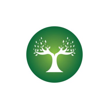 Doğa ağacı ve boynuz logosu tasarım şablonu