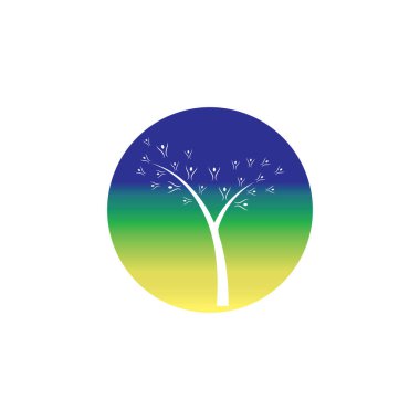 Doğa ağacı ve boynuz logosu tasarım şablonu
