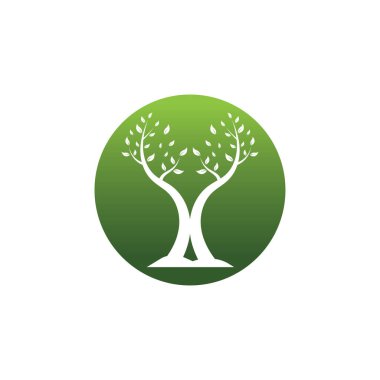 Doğa ağacı ve boynuz logosu tasarım şablonu