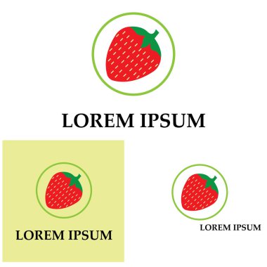 Çilek komik ve sevimli logo vektör arkaplan şablonu çizimi