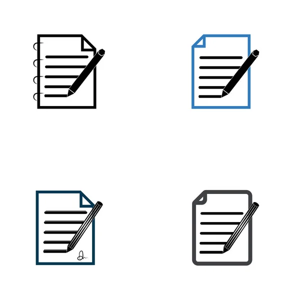 Запись Документа Пользовательский Интерфейс Контур Иконки Логотип Векторная Иллюстрация — стоковый вектор
