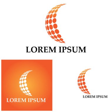 Üç boyutlu dijital dünya logosu tasarımı. Simge vektör illüstrasyonu. Bu logo küresel şirket teknolojileri, medya ve reklam ajansları için uygundur.