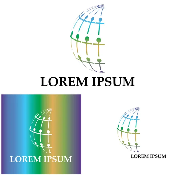 Üç boyutlu dijital dünya logosu tasarımı. Simge vektör illüstrasyonu. Bu logo küresel şirket teknolojileri, medya ve reklam ajansları için uygundur.