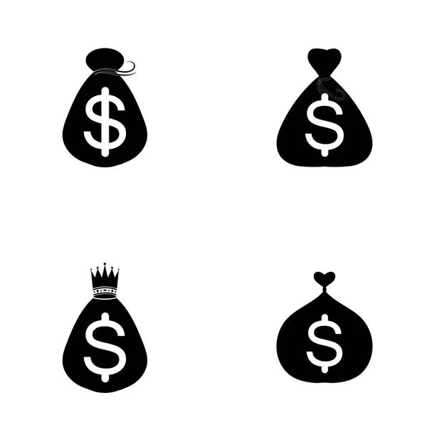 Geldzak Met Dollar Symbool Vector Logo Pictogram — Stockvector